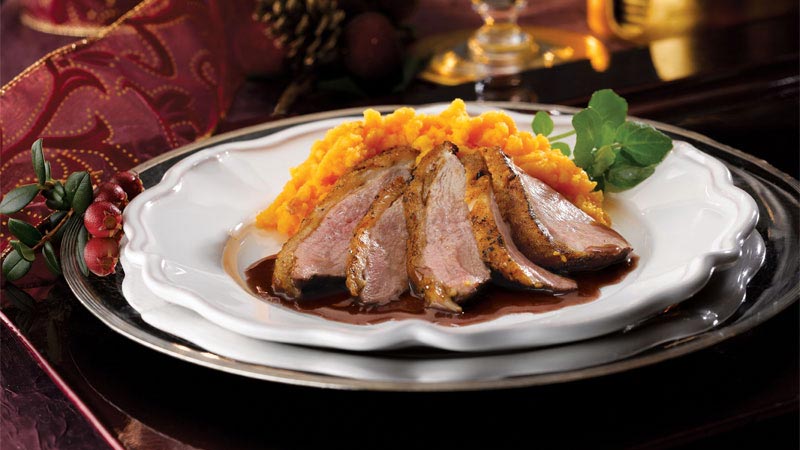 Pan Fried Duck Breasts with Red Wine and Orange Sauce